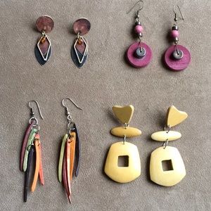 Vintage Wood and Metal Earrings